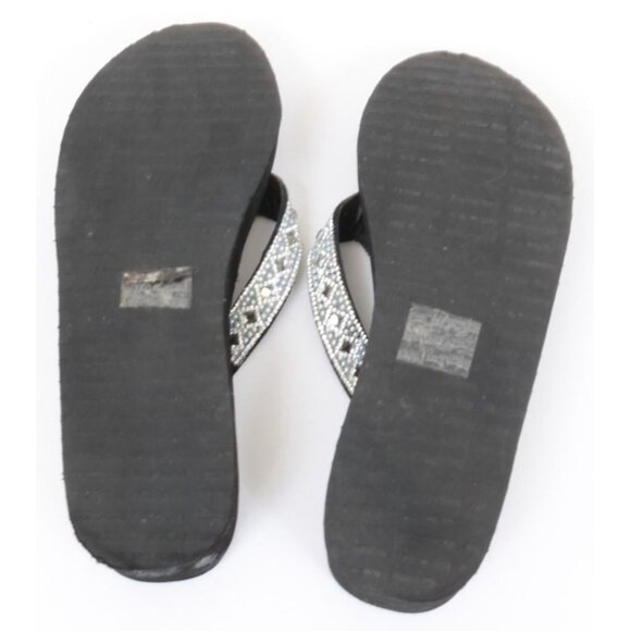 Yellow Box Rhinestone Bling Leather Women's Thong Wedge Flip Flop Size 8.5 - Picture 8 of 8